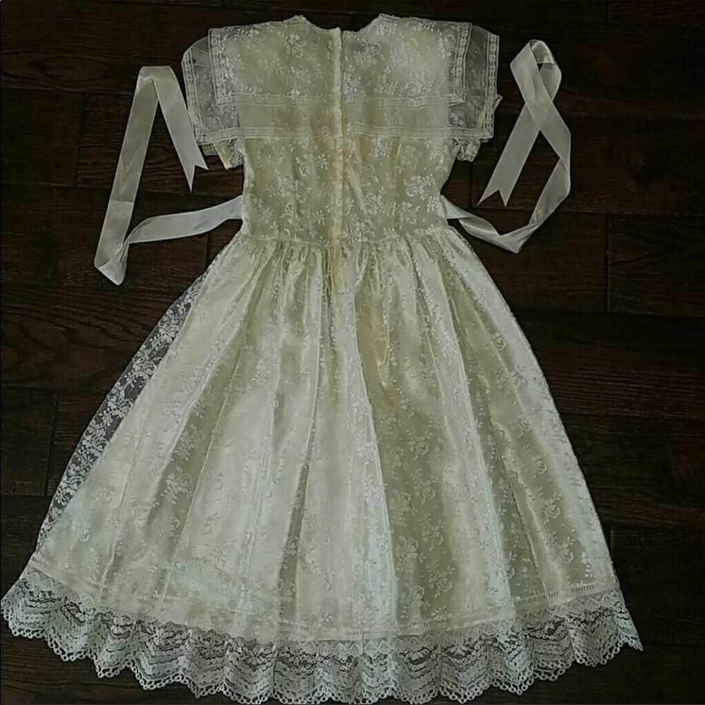 Vintage Gunner Sax Jessica Mcclintock bridal Lace Girls Dress Size 10